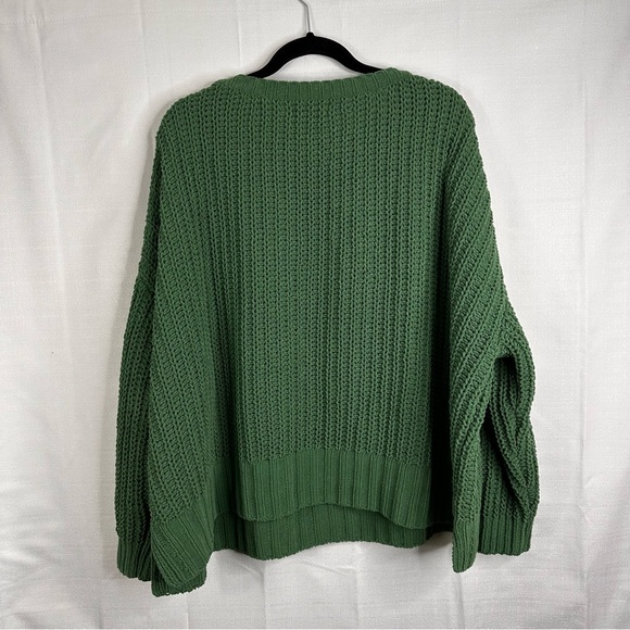 American Eagle Oversized Forest green chunky knit pull over sweater winter fall - Picture 2 of 6